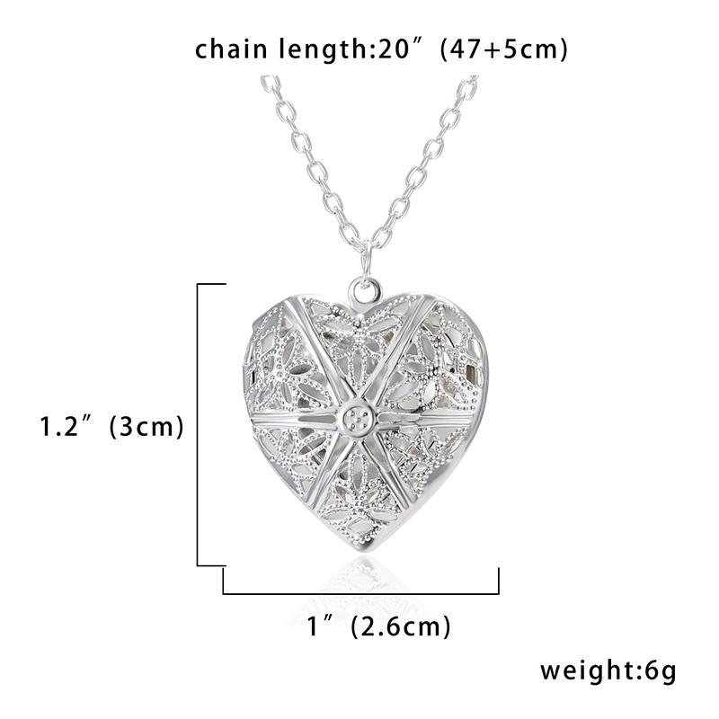 1PC Love Heart DIY Photoframe Openable Necklace Charm Vintage Necklace Pendant Photo Picture Locket Carved Heart