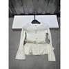 French Elegant Spring Knit Cardigan: Solid Color, Round Neck, Slimming Waist-Cinch, Long Sleeve, Versatile Top