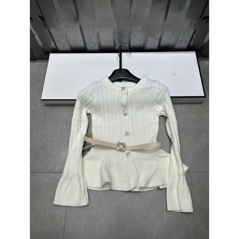 French Elegant Spring Knit Cardigan: Solid Color, Round Neck, Slimming Waist-Cinch, Long Sleeve, Versatile Top