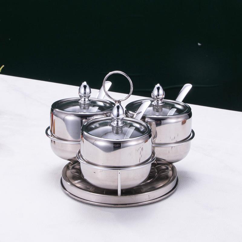 Household 304 stainless steel seasoning tank Buffet Restaurant Hotel Korean gold seasoning salt tank Seasoning storage tank