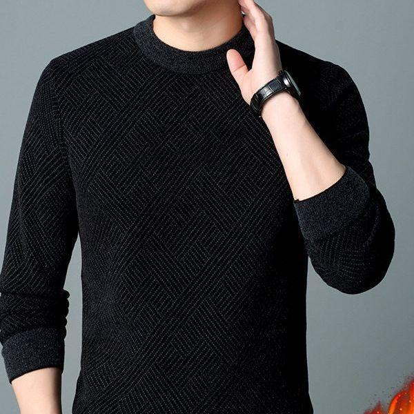 Herregenser med rund hals og fleece fortykket Mote Uformell Cardigan Farsdress Uformell Rund hals