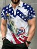 Men's Outdoor Short-Sleeve Polo Shirt with National Flag Graffiti Print, Available in Multiple Sizes. Men's Lapel Polo, Slim Fit Top Suitable for