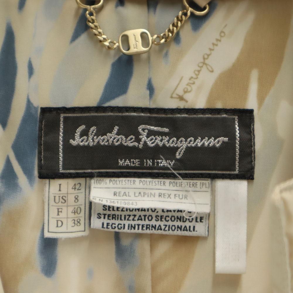Salvatore Ferragamo 90s Made In Italy Old With Rabbit Fur Batting Coat 42 Women Used