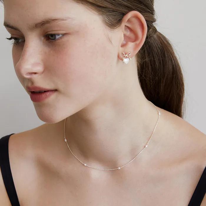 (Silver 925) Joy Pearl Link Chain Necklace NZ2404