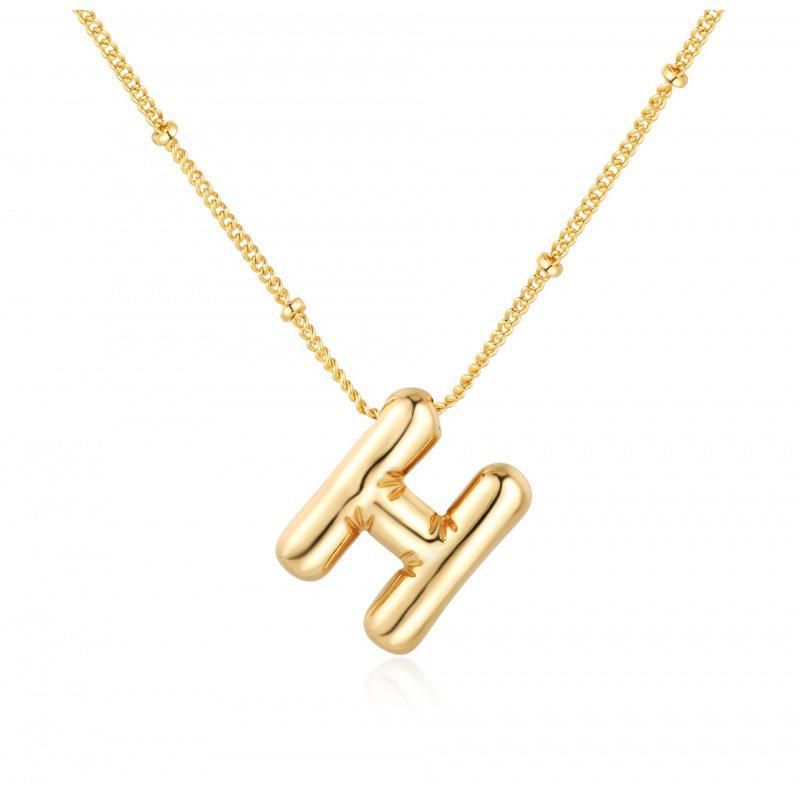 Minimalist Copper-Plated Gold Alphabet Pendant Sweater Chain Jewelry