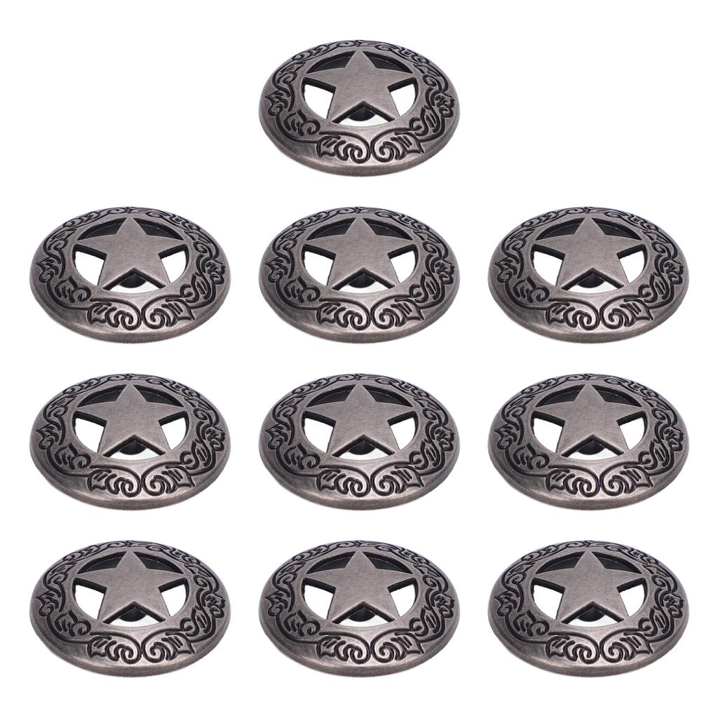 10 Sets Rivets Screws Gunmetal 28mm Hollow Five Pointed Star Rivet and 4.5mm Crossed Screw for Leath