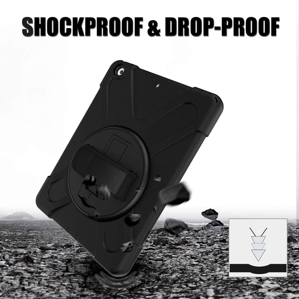 Case For iPad 2 3 4 5 6 7 8 9th,Heavy Duty Army Shockproof Kids Cover for iPad Air iPad Pro  iPad 4 9.7 Ipad Min iKickstand Handle Shoulder Strap Case