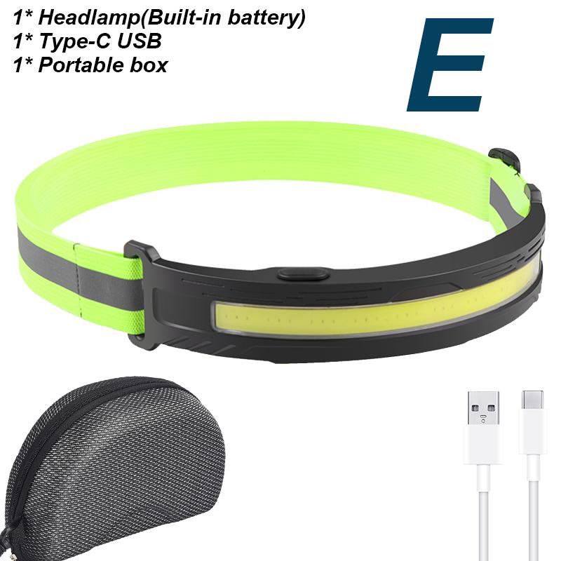 Built-in Battery COB LED Headlamp Camping Fishing Powerful USB Rechargeable Headlight Waterproof Head Torch Head Lamp Lantern