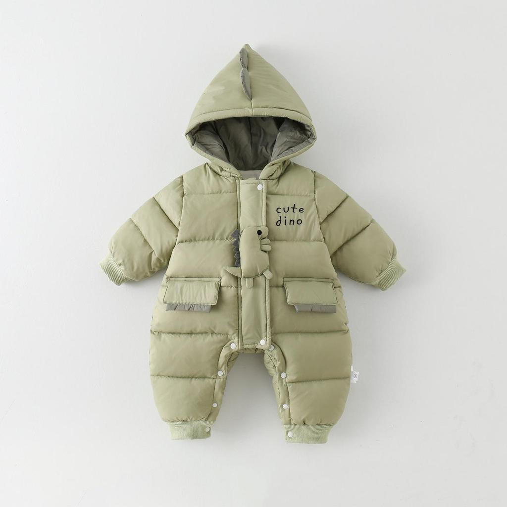 Thick Cotton Baby Jumpsuit - Warm Fleece Cartoon Winter Outfit for Boys & Girls
