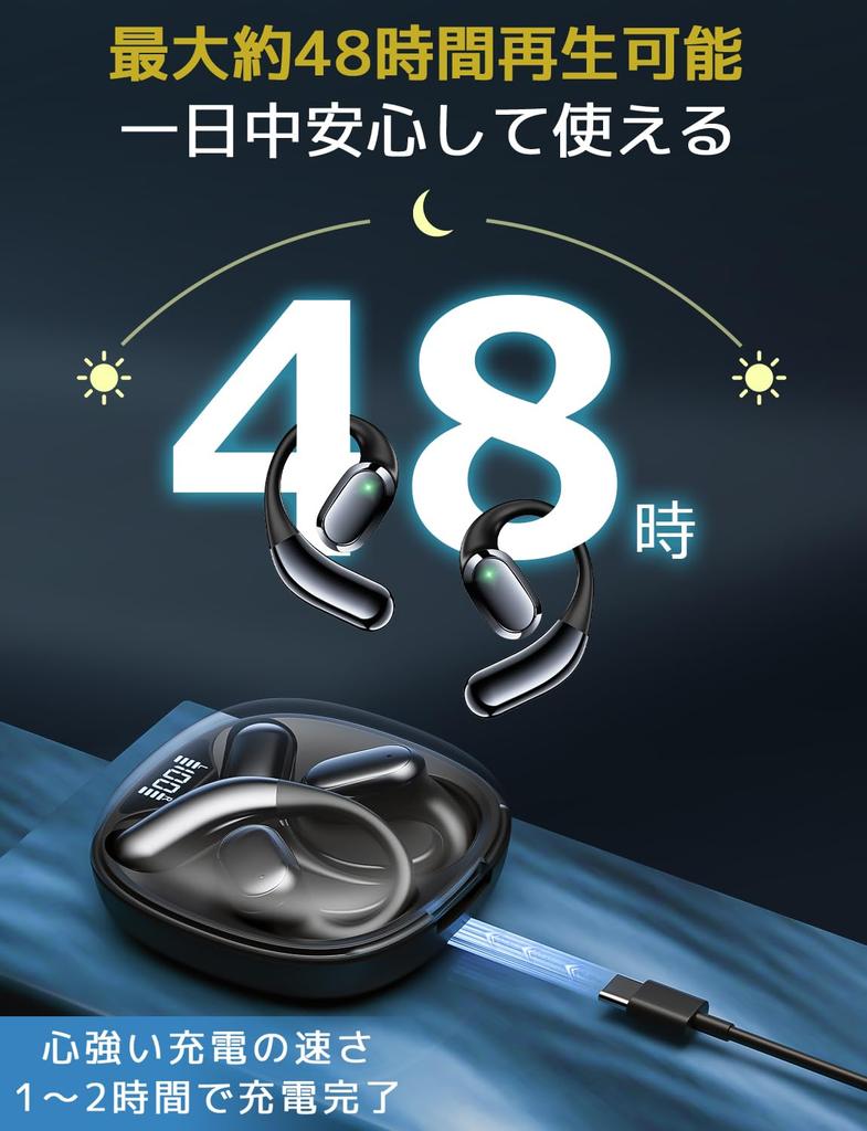 OWS Bluetooth Kabellose Ohrhörer mit Langer Akkulaufzeit, Automatischer Verbindung, Komfortablem Sitz, LED-Anzeige und Unabhängiger Touch-Bedienung für Links und Rechts, IPX7 Wasserdicht für iPhone und Android 5.4