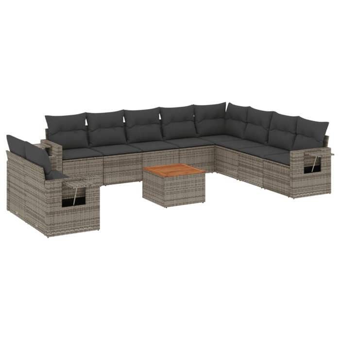 VidaXL Garden Lounge Set with Cushions 11 Pcs, Patio Sofas, Patio Furniture Set, Outdoor Furniture, Grey 3256970