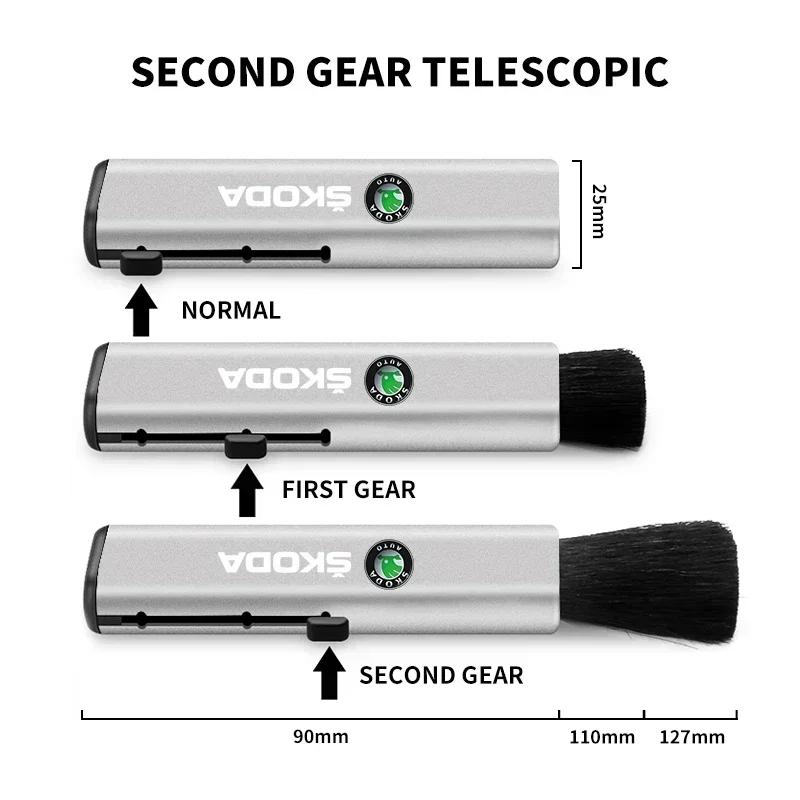 Car Cleaning Retractable Brush Air Vent Dusting Tool For Skoda Fabia Superb Yeti Octavia Rapid Kodiaq Mk3 A4 A6 A7 2 3 A5 Kamiq Ulvc23