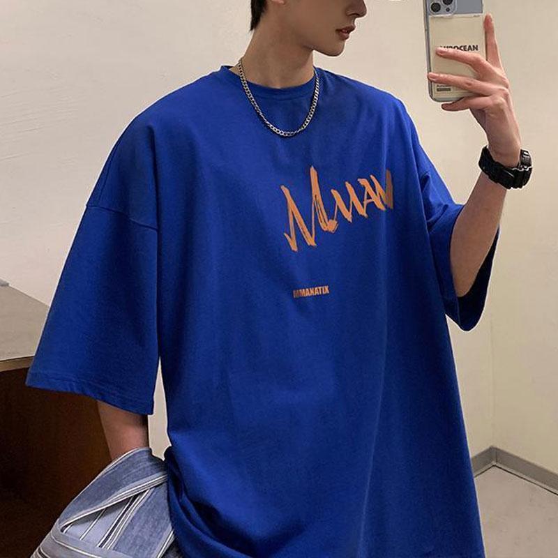 Korean Short Sleeve Pullovers Men's Clothing Letter Printed Summer Casual O-Neck Basic Stylish Loose Youthful Vitality T-shirts