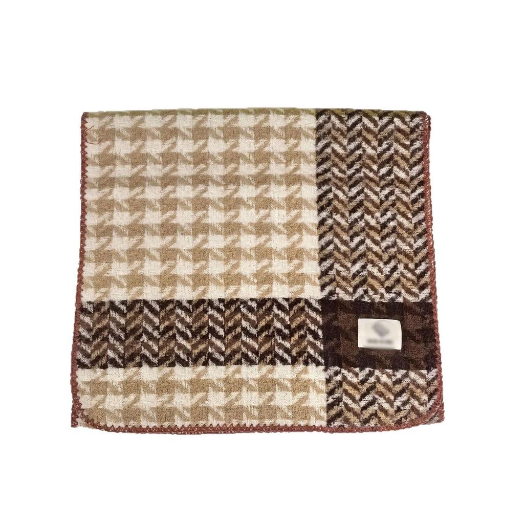 2025 Houndstooth Korean-Style Double-Sided Shawl – Warm Imitation Cashmere Scarf for Autumn/Winter