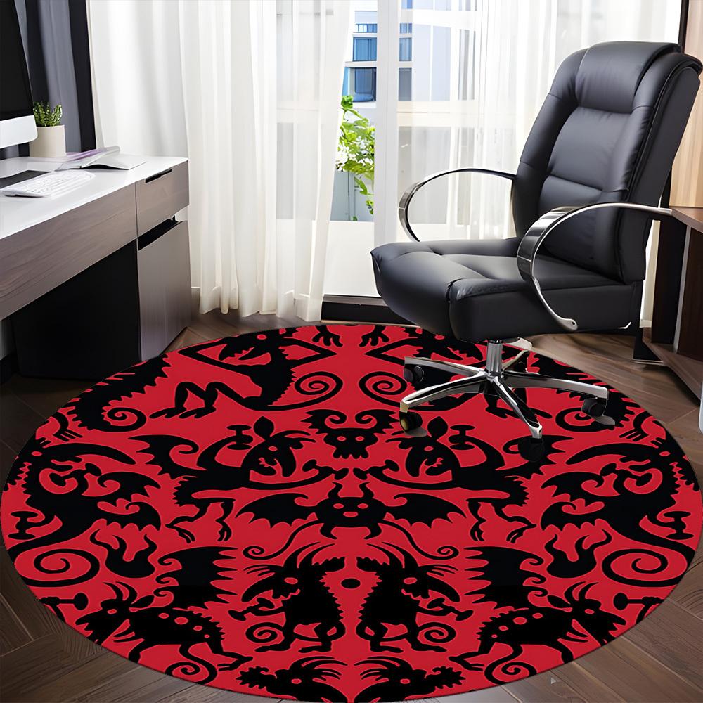 1pc Fantasy Creatures Office Round Area Rug, Mat Suitable For Office, Under Office Chairs Bedroom Living Room Home Decor, Room Deco