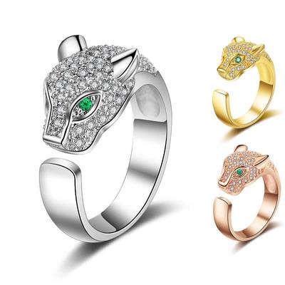 Trendy European & American Leopard Head Ring with Open Design