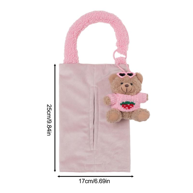 Tissue Box For Car Cartoon Tissue Storage In Car Plush Backseat Car Tissue Case Holder Multifunctional Tissue Box Storage For