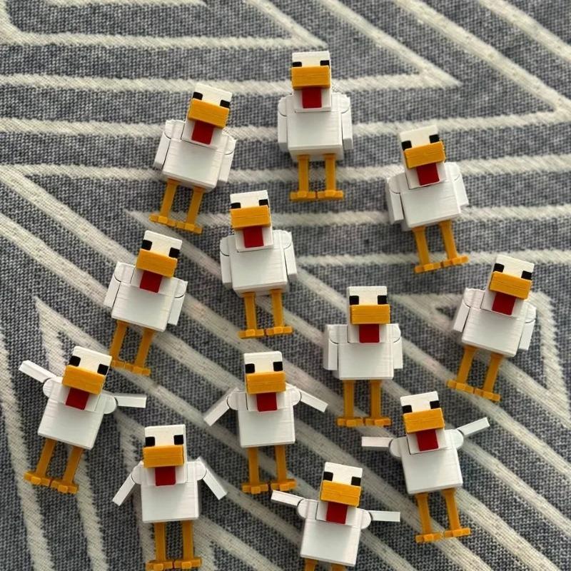 3D Printed Charming Fox Chicken Toys Movable Model Crafts Ornaments Home Desktop Decoration Figurines Statue Gifts