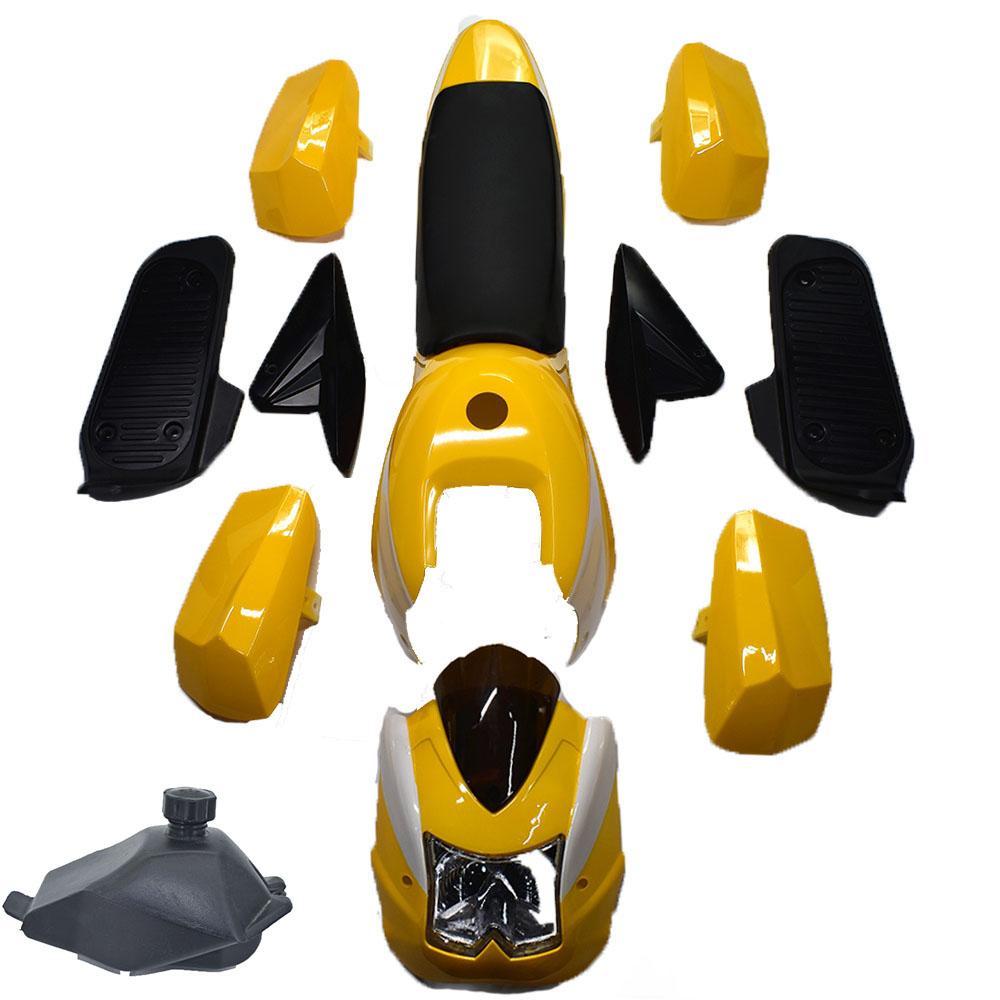 Kunststoff-Kit Verkleidungen Kotflügel Mit Scheinwerfer Windschutzscheibe und Kraftstofftank Sitz für 49cc Kinder Quad Mini-ATV Kind 4x4 Wheeler