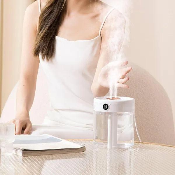 2L Double Nozzle Air Humidifier LCD Humidity Display Large Capacity Aroma Essential Oil Diffuser