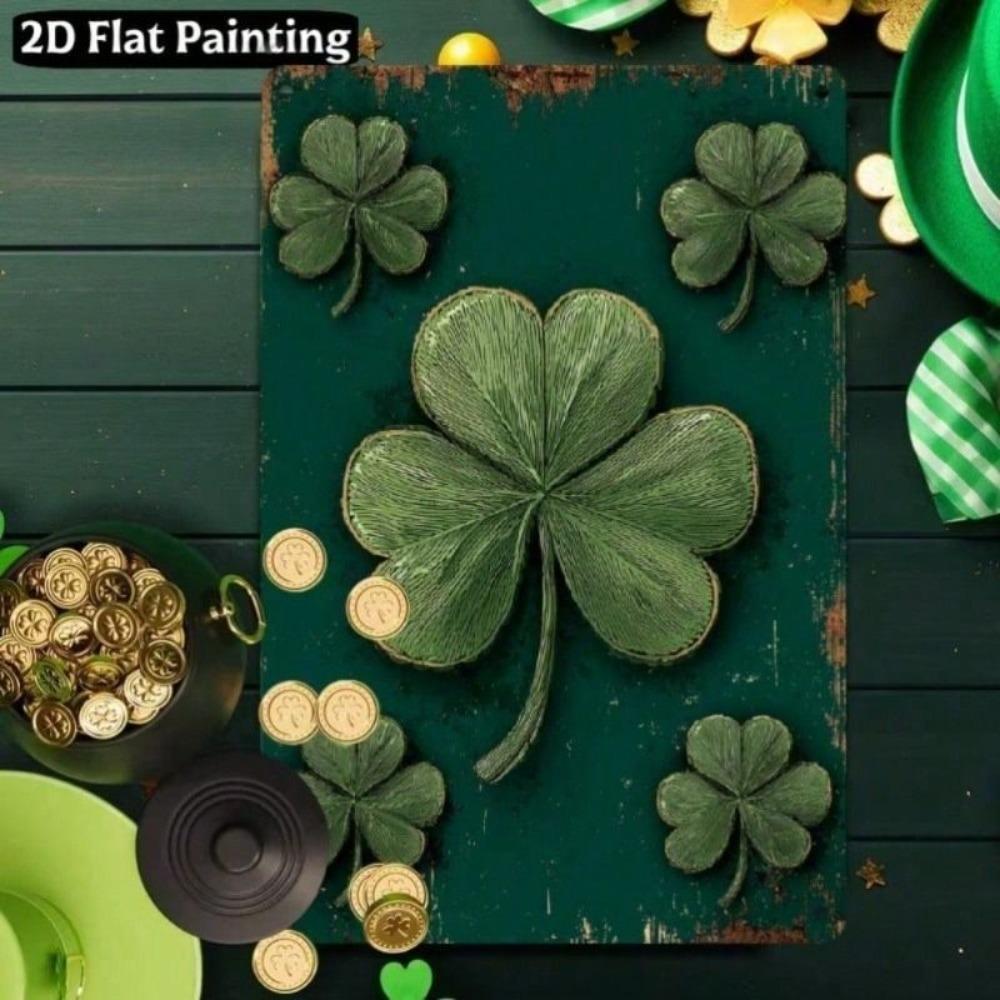 Vintage Irish Shamrock Metal Wall Art - St. Patrick's Day Home Bar Party Decor