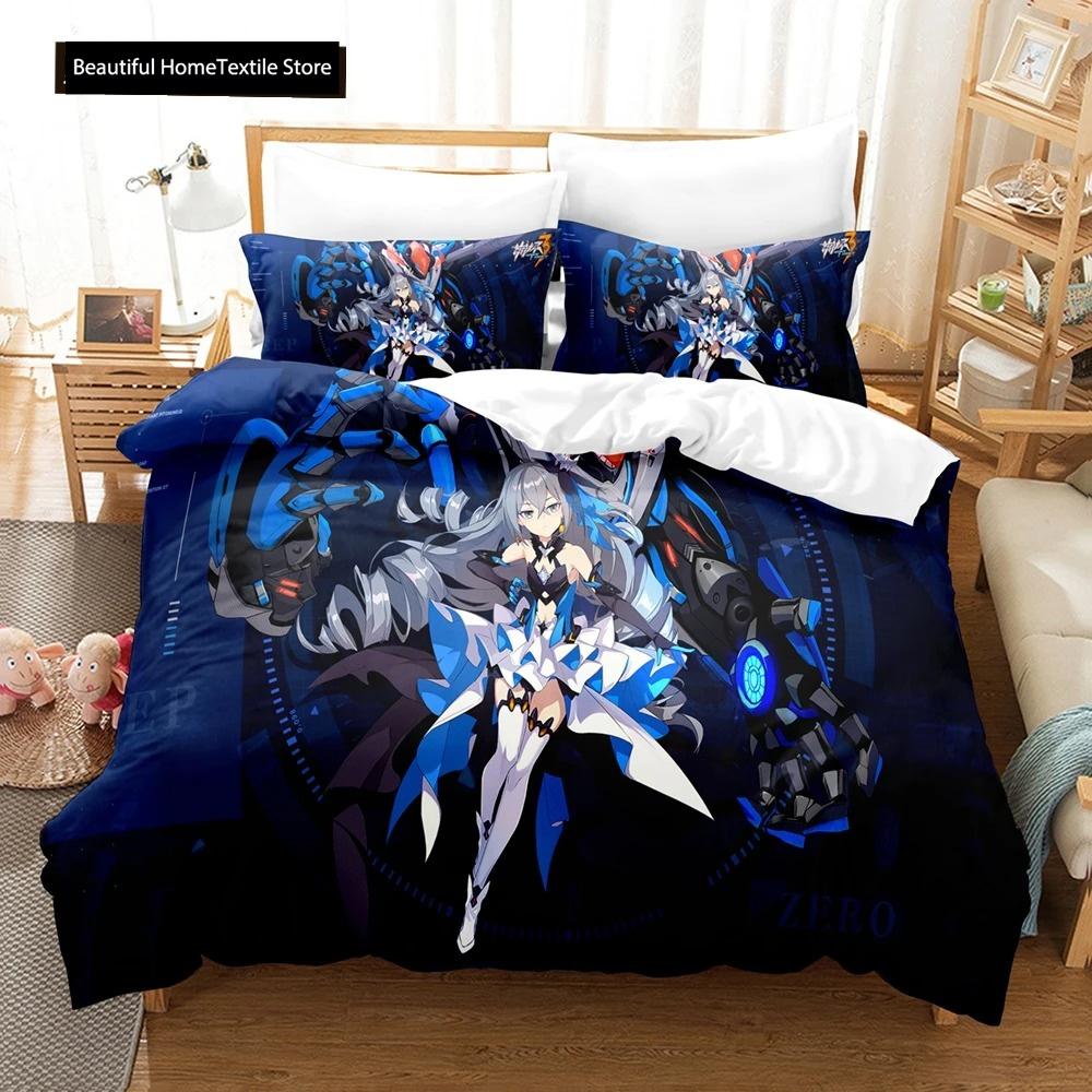 3D Anime Honkai Impact 3rd Bettwäsche-Set Bedrucktes Bettbezug-Set Bettwäsche Steppdeckenbezug Zuhause Für Erwachsene Teenager