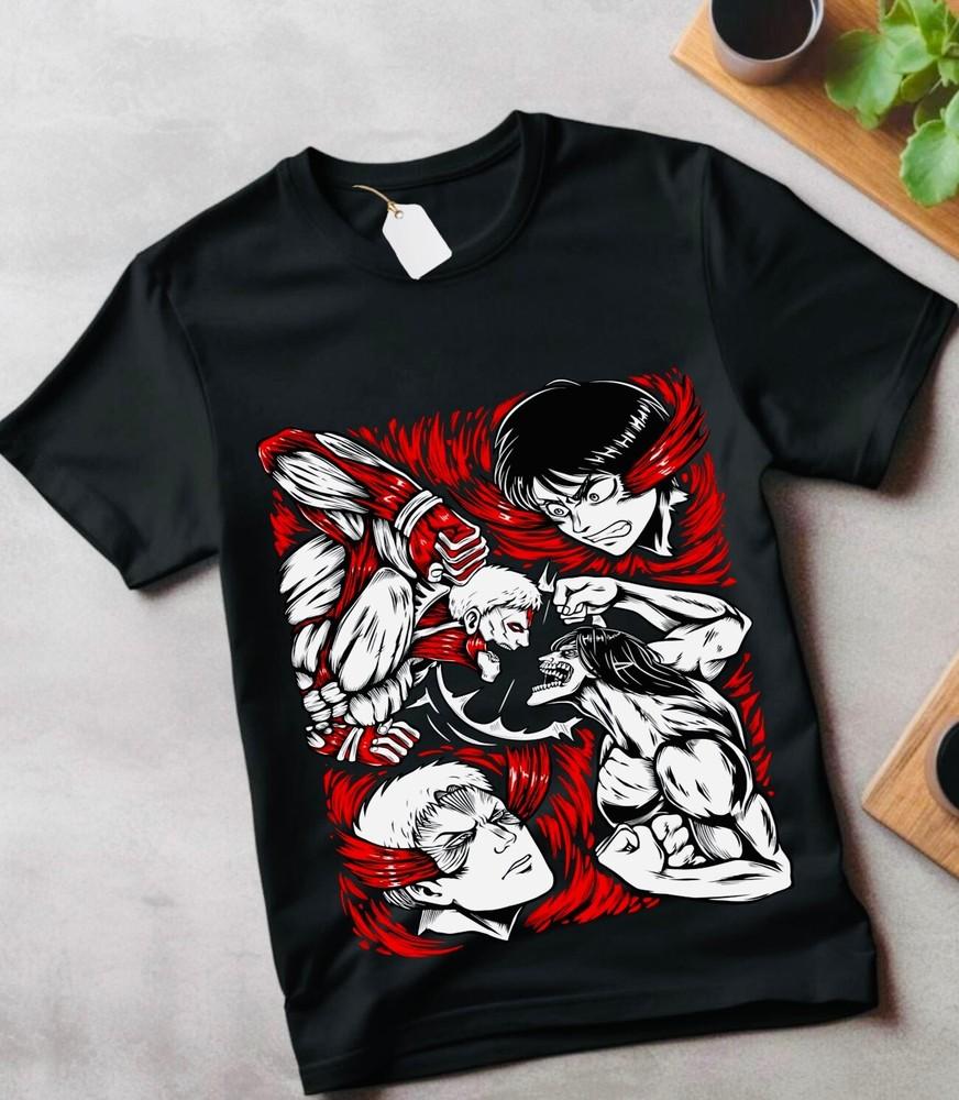 

Attack on Titan T-Shirt Eren vs Reiner Shirt Anime Manga Unisex gift anime 4XL