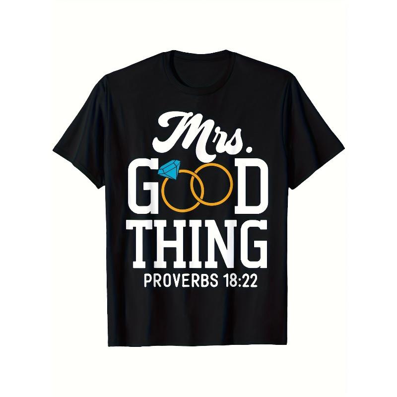 Унисекс Миссис. Хорошая Вещь Христианская Футболка Цветной Графический Принт Круглый Вырез Повседневная Обычная Посадка Топ 4XL чёрный