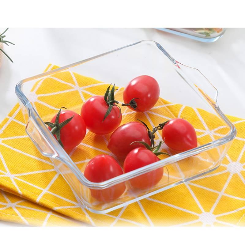 Square Roaster Glass Baking Pan Microwave Grilled Fish Plate Cooking Container