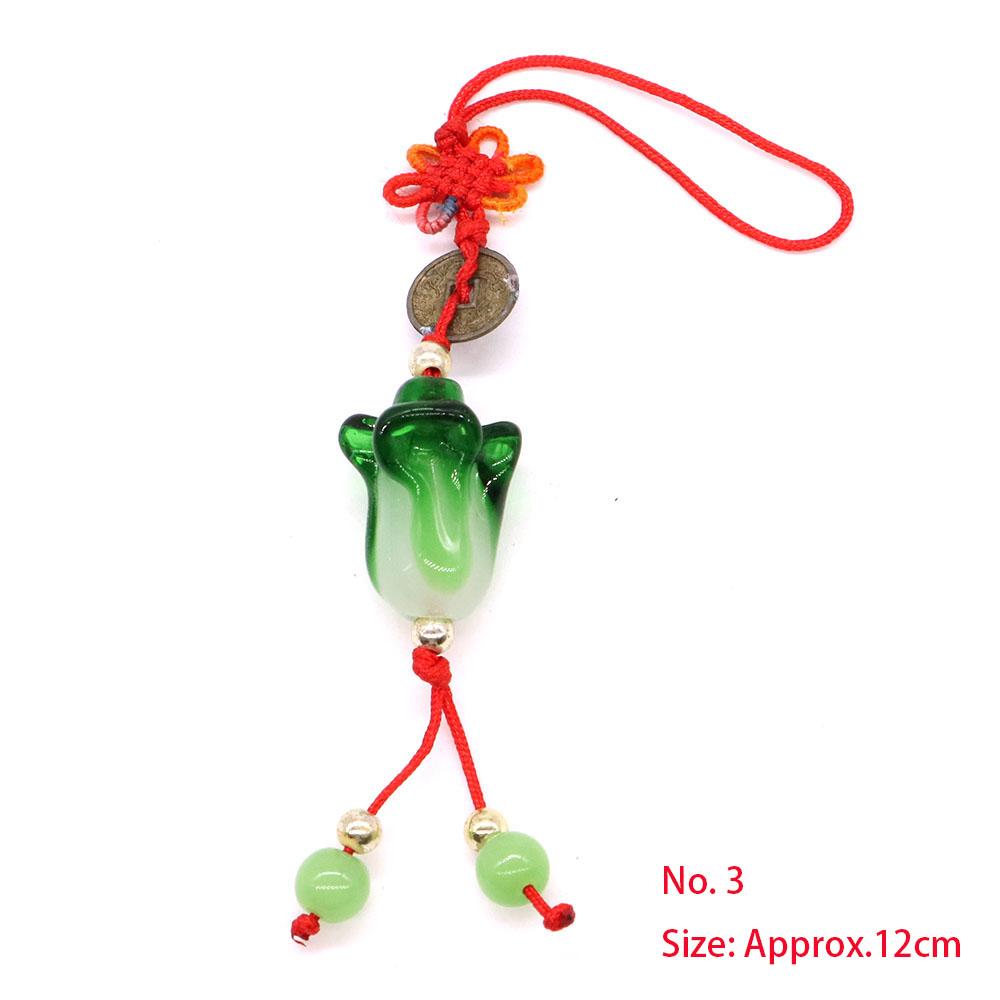 Mascot Wealth Lucky Brass Coin Chili Cabbage Tomato Keychain Chinese Knot Car Bag Hanging Ornament Fengshui Home Decoration Gift