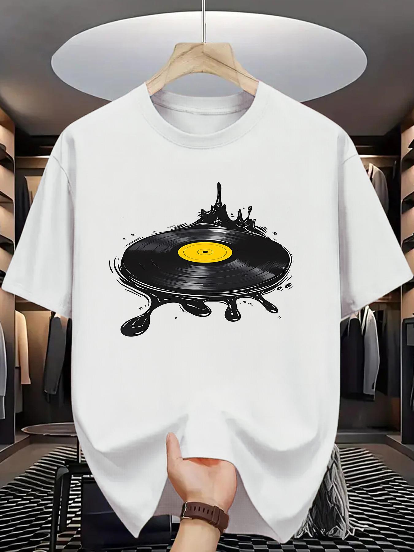 Stylish Vinyl Record Design TShirt 100 Cotton ONeck Short Sleeve Summer Casual Unisexs Tshirt Streetwear S
