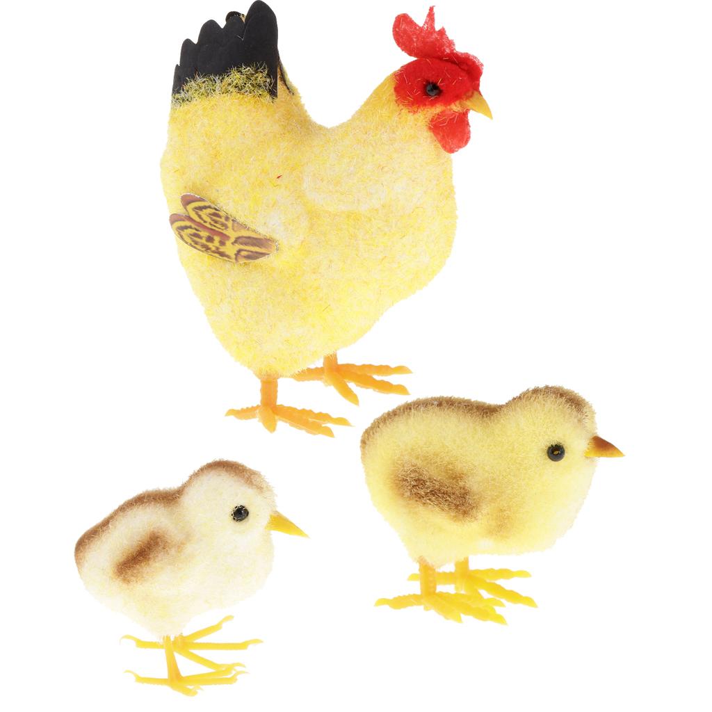 Artificial Lifelike Feathered Chick Sculpture Animals Figure for Home, Garden,