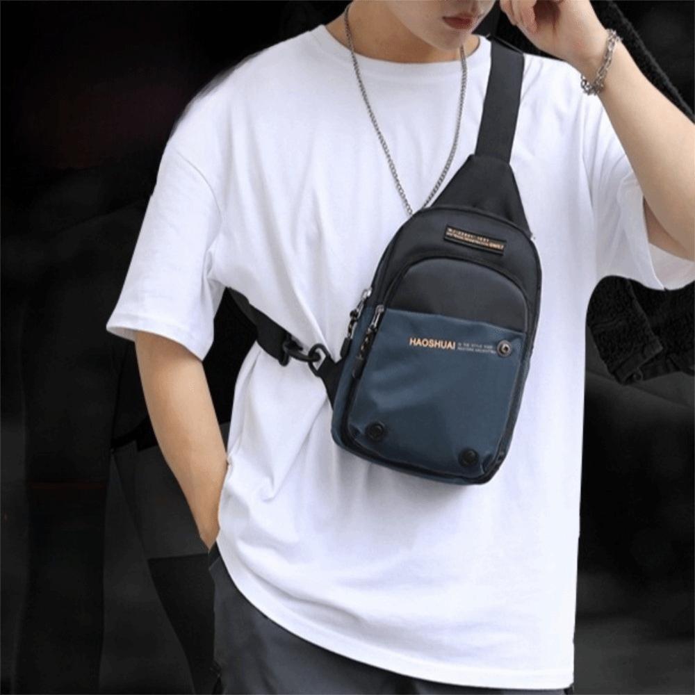 Large Capacity Sports Chest Bag Waterproof Nylon Shoulder Bag Fashion Men's Crossbody Bag  Unisex