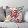 Burgundy Gray Tan Flowers Petals Square Pillowcase Polyester Linen Velvet Pattern Decor Pillow Case Sofa Seater Cushion X