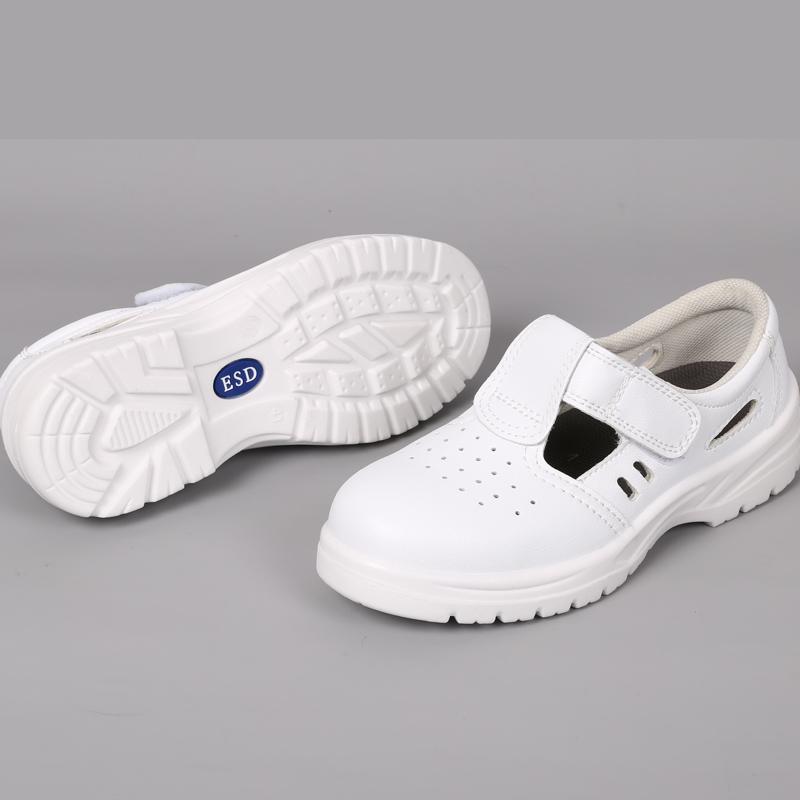 Herrenmode Stahlkappenschuhe Arbeitsschuhe Weichleder Weiß Sicherheits-Sandalen Sommer Arbeiter Sicherheitsstiefel Atmungsaktives Schuhwerk Männlich