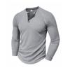 Męskie koszulki polo henley z dzianiny waflowej, z długim rękawem, gładkie, codzienne, sportowe, topy