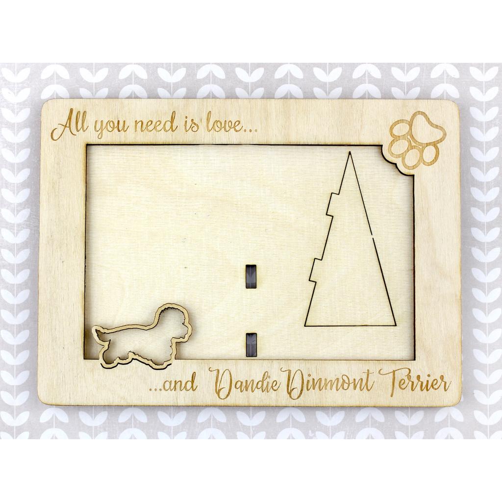 Dandie Dinmont Terrier, Hindlee Terrier - Photo frame, engraved wooden frame, a lovely gadget for the dog lover by Art-Dog