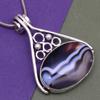 Gray Botswana Agate Gemstone Mother's Day Silver Jewelry Pendant  1.75"