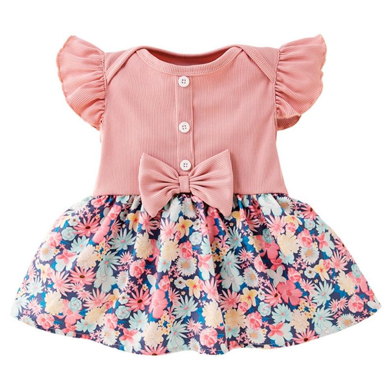 

Детское платье с рукавами-крылышками, бантом и цветочным принтом, детское платье принцессы 92