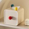 Chic Cream Style Tissue Box with Colorful Balls Square Plastic Holder for Bathroom, Living Room  Vanity Countertop Decor