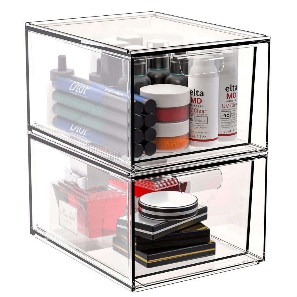 1/2 KS Organizéry do zásuvky stola Stohovateľné Priehľadné Úložné priestory do kúpeľne Organizér na make-up Akrylové úložné boxy Priehradky Organizér na písacie potreby