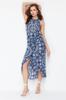 Women's Style Dress Black Floral Tie Detailed A-line Midi Woven Dress