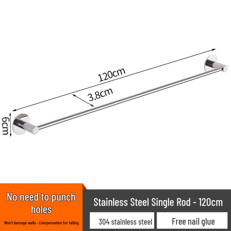 No-Drill Stainless Steel Wall-Mount Towel Bar for Bathrooms