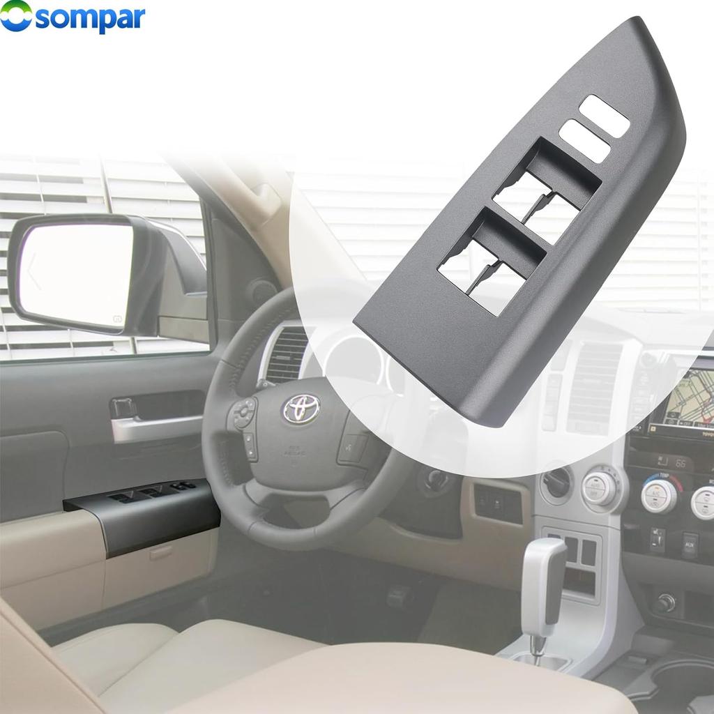 Osompar Door Window Switch Bezel Front Left Driver Side Compatible with Toyota Tundra 2007-2013 Sequoia 2010-2017 Replaces 74232-0C100 Gray