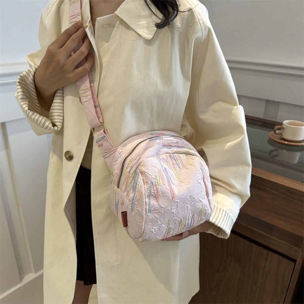 

Korean Style Colorful Line Shoulder Bag Solid Color Pillow Bag Fashion Nylon Crossbody Bag Outdoor чёрный