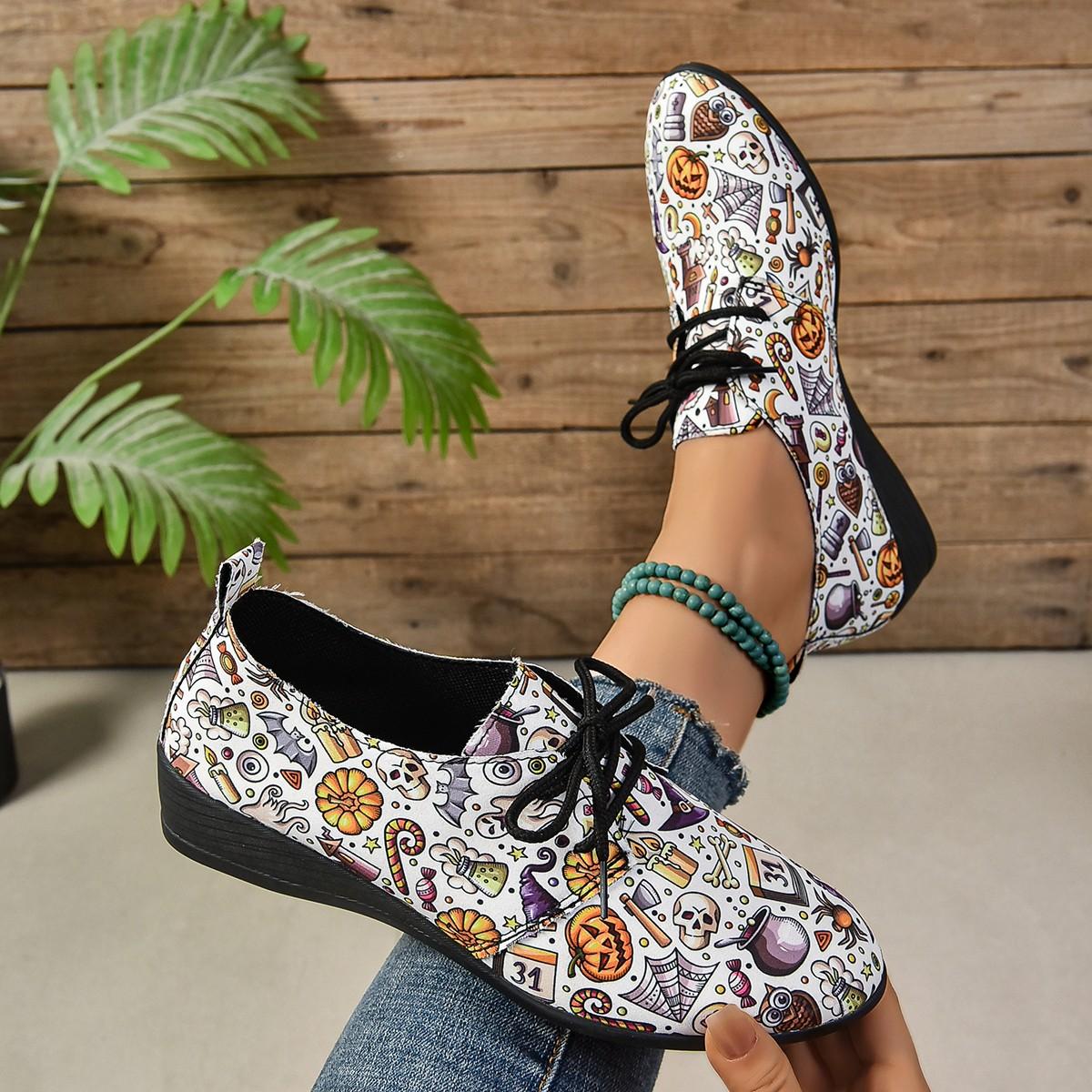 

Женские кроссовки, новые модные разноцветные принты, дизайнерская обувь для женщин, повседневные кроссовки для отдыха на Хэллоуин для женщин, Zapatos De Mujer 43 белый