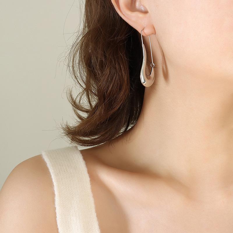 Brand French Geometric 18K Gold-Plated Titanium Steel Earrings - Irregular Shape and Cool Style for Women's Commuting Fashion