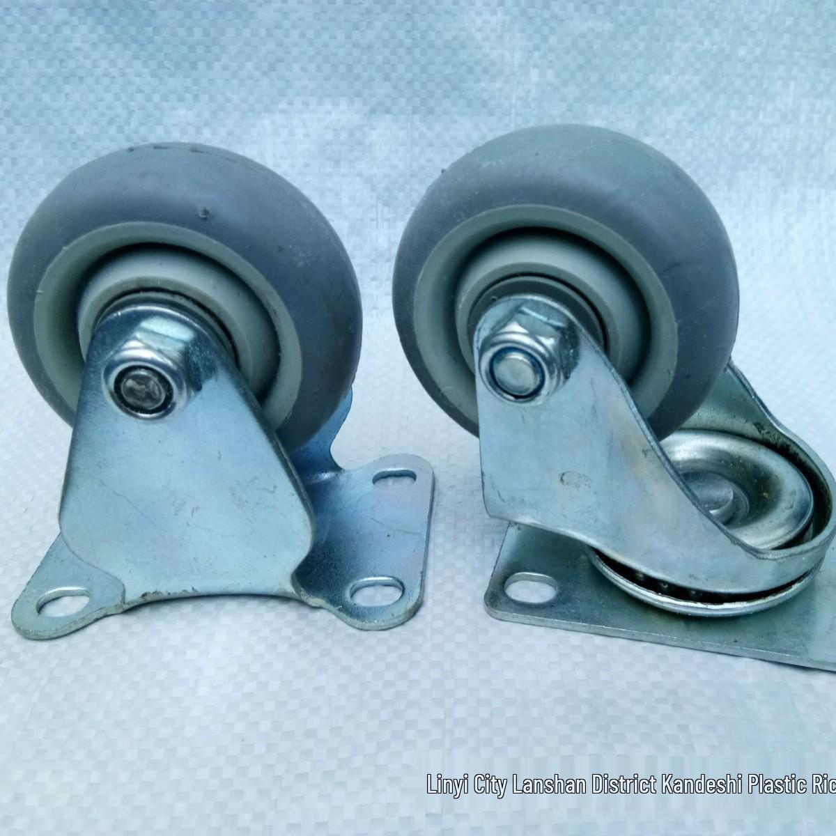 Gray TPR Rubber Swivel Caster Wheel - Silent Double Bearing, Medium Size