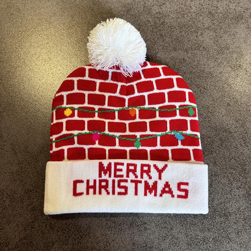 Cute Elk Snowman Santa Claus Pattern Christmas Theme Warm Knitted Hat Winter For