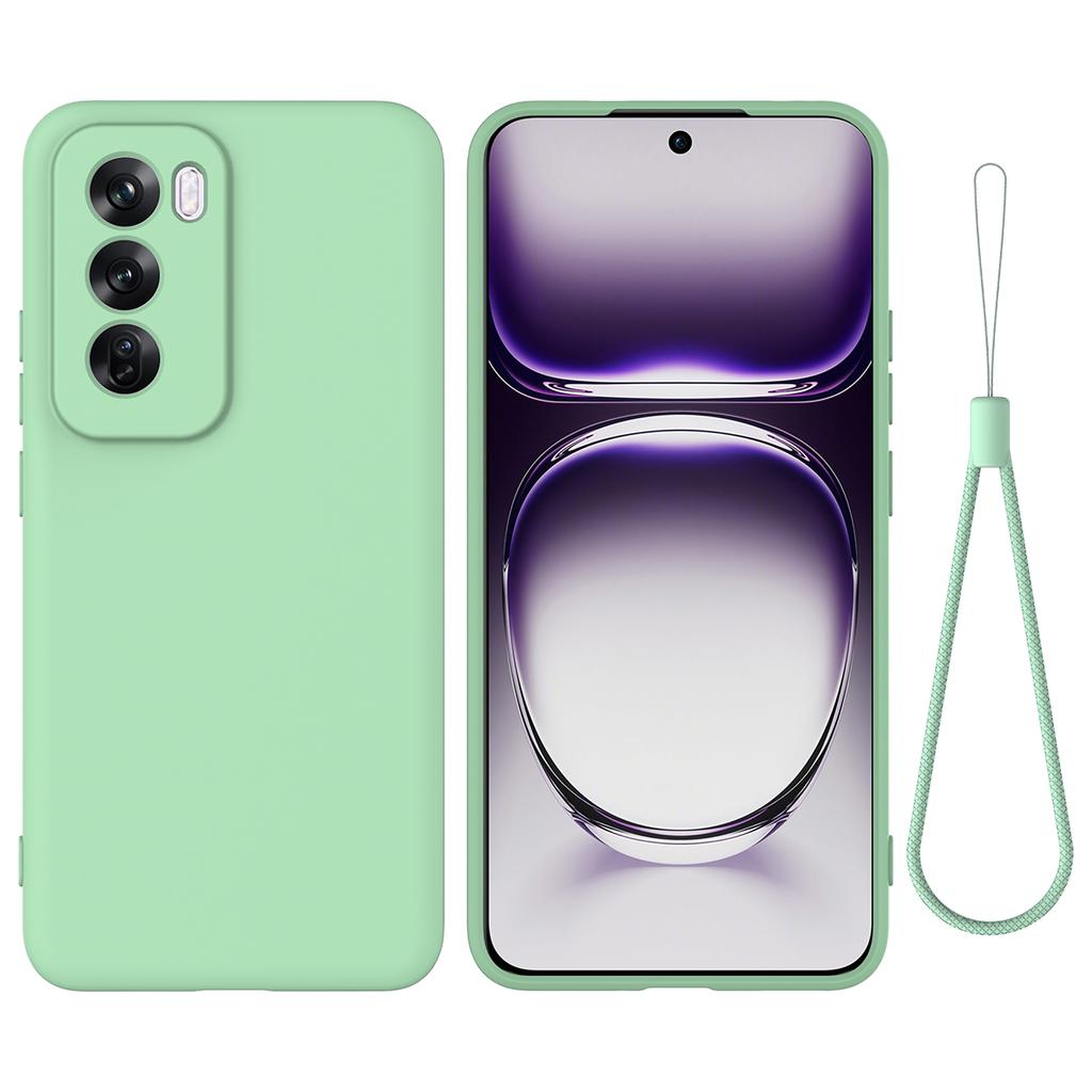 For Oppo Reno12 5G (Global) Protective Case Liquid Silicone Phone Cover with Wrist Strap